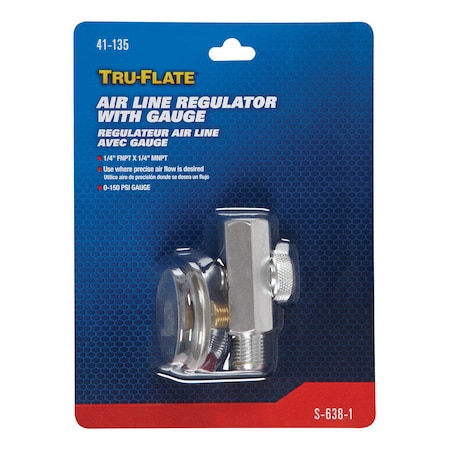 Tru-Flate Tru-Flate Steel Air Line Regulator with Gauge 1/4 in. NPT 150 psi 1 pc 41135